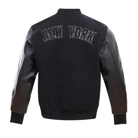 PRO STANDARD MEN'S MLB NEW YORK YANKEES ALL BLACK VARSITY JACKET