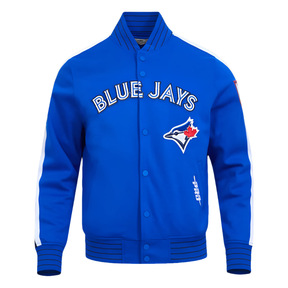 PRO STANDARD MLB TORONTO BLUE JAYS CURRENT LOGO PRO GAME DAY MEN'S ROYAL BLUE DOUBLE KNIT JACKET
