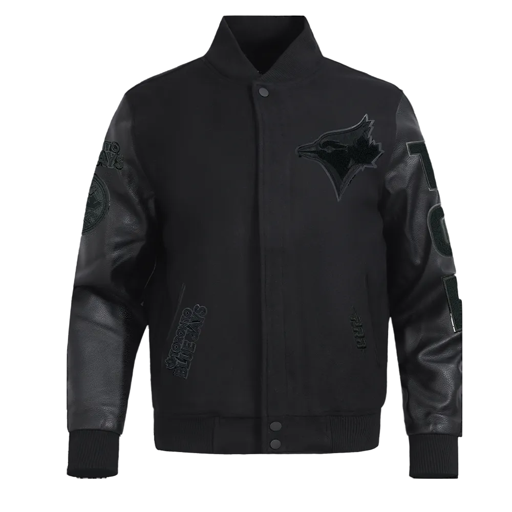PRO STANDARD MEN'S MLB TORONTO BLUE JAYS CLASSIC WOOL ALL BLACK VARSITY JACKET