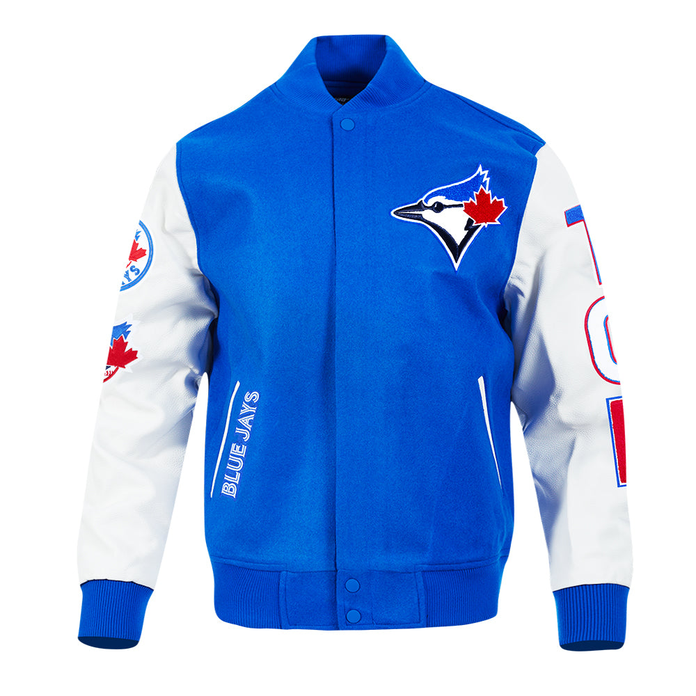 PRO STANDARD MEN'S MLB TORONTO BLUE JAYS CLASSIC WOOL ROYAL BLUE/ WHITE VARSITY JACKET
