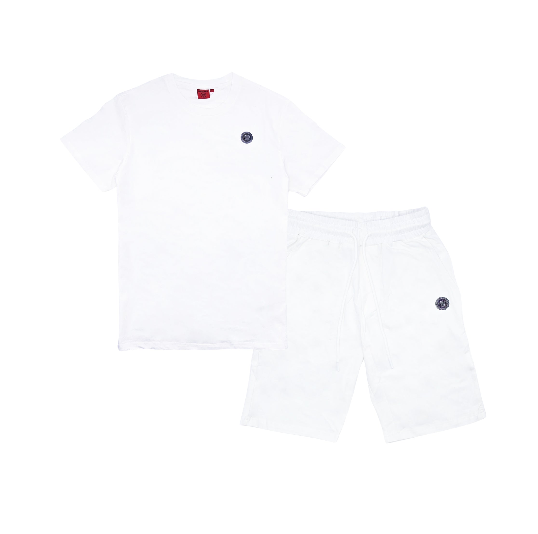 MODERNO MENS FANCY T-SHIRT/SHORTS SET (WHITE)