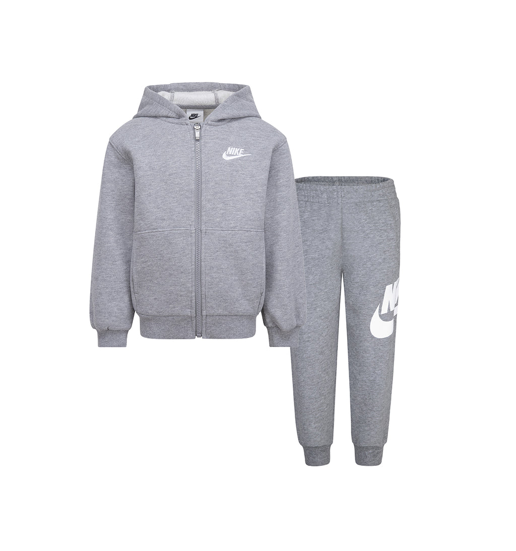 NIKE KIDS SPORTSWEAR CLUB FLEECE FULL ZIP HOODIE/JOGGER GREY SET (SIZE 4-7)