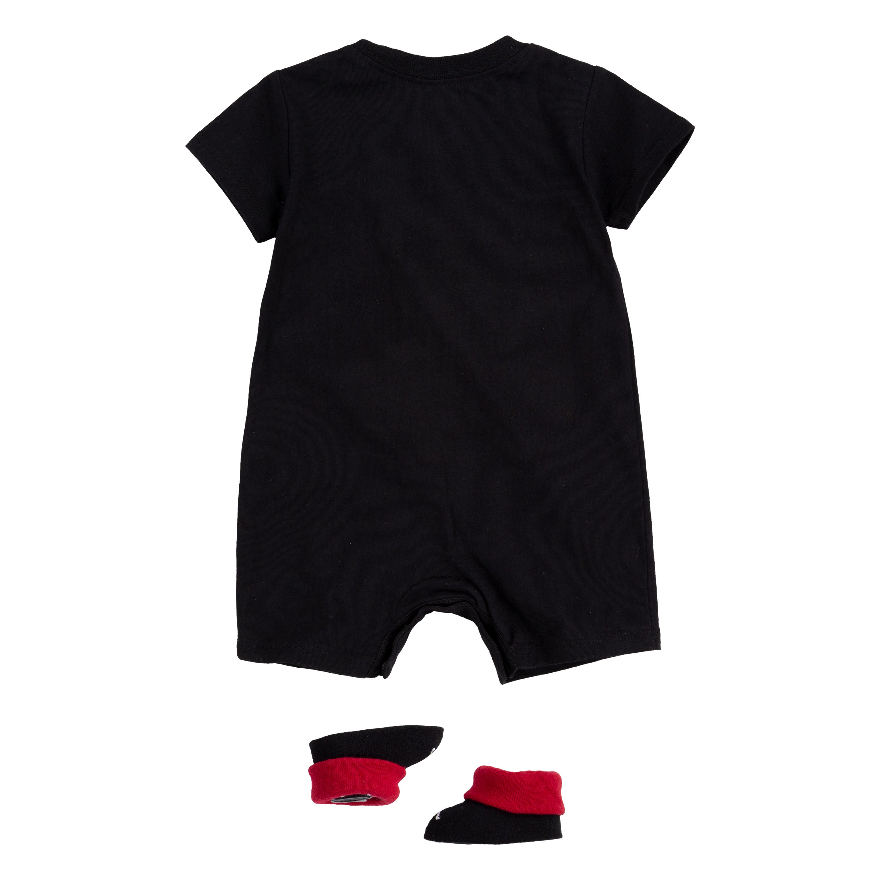 JORDAN NEWBORN ROMPER & BOOTIE SET (BLACK SIZE 0-6 MONTHS)