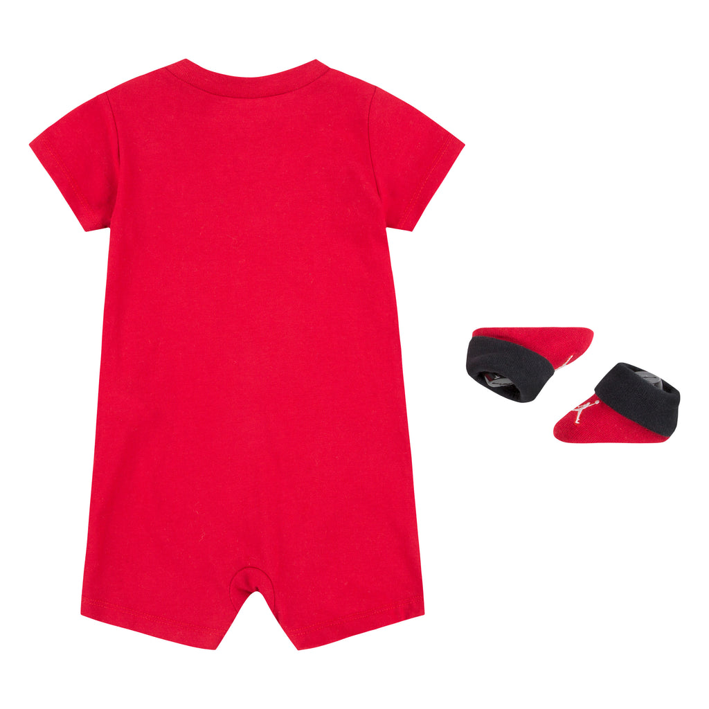 JORDAN NEWBORN ROMPER & BOOTIE SET (RED SIZE 0-6 MONTHS)