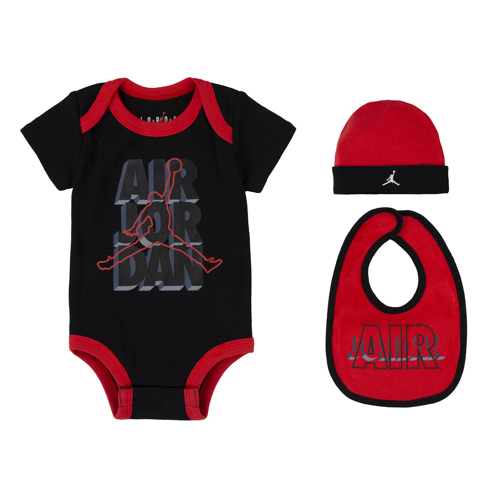 JORDAN BABY 3-PIECE BOX SET (BLACK/RED)