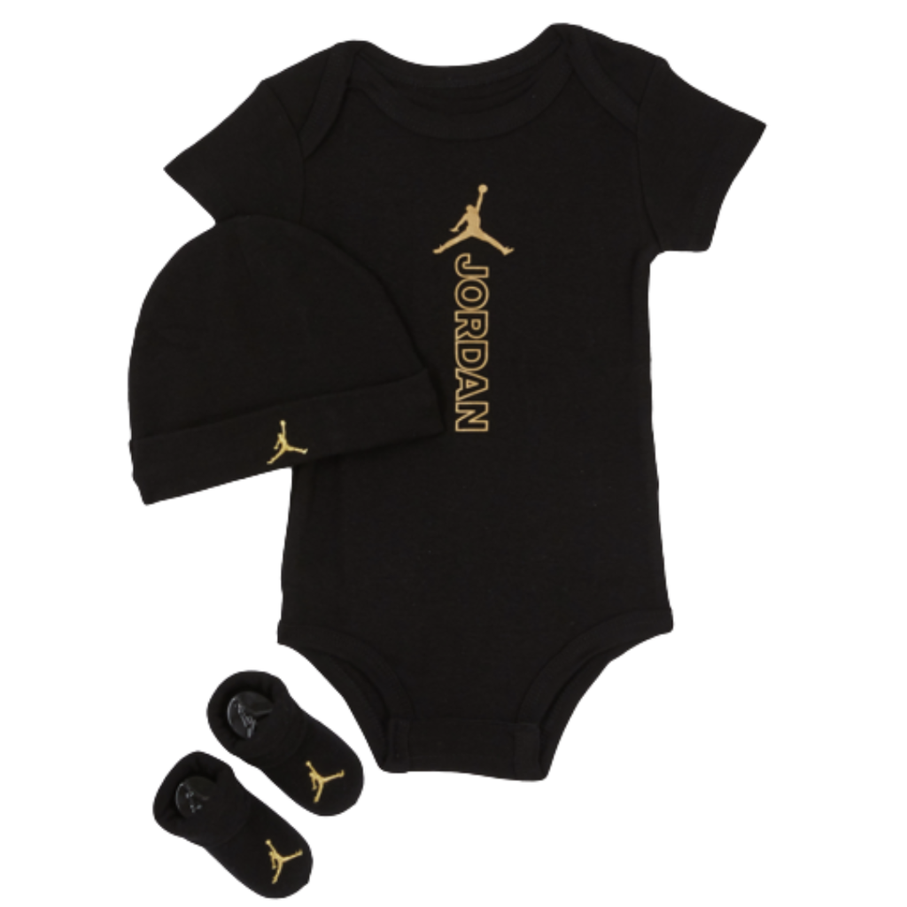 JORDAN BABY 3-PIECE BOX SET (BLACK/GOLD)