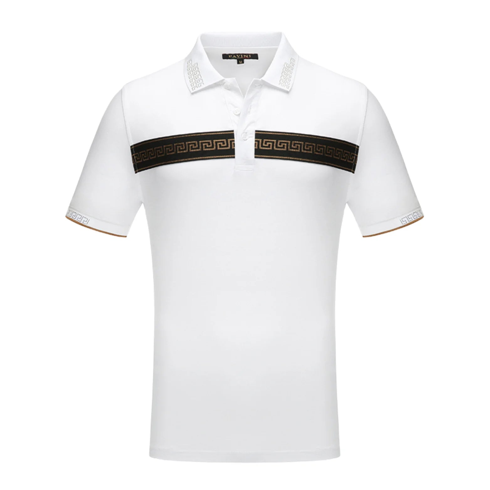 PAVINI MEN'S FASHION POLO DESIGN T-SHIRT (WHITE P-2014)