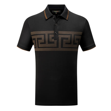 PAVINI MEN'S FANCY POLO T-SHIRT (BLACK P-3065)