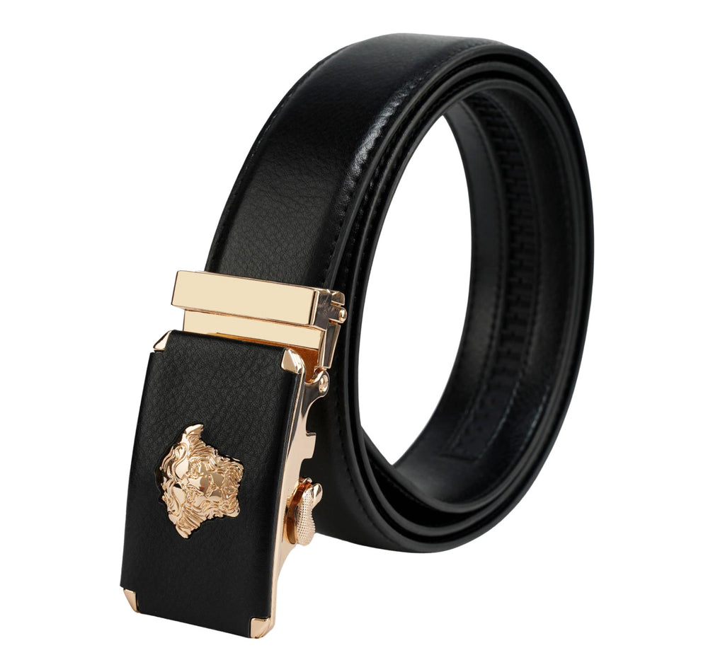 PAVINI MEN'S LEATHER DESIGNER BELT ( PB135 BLACK/GOLD)