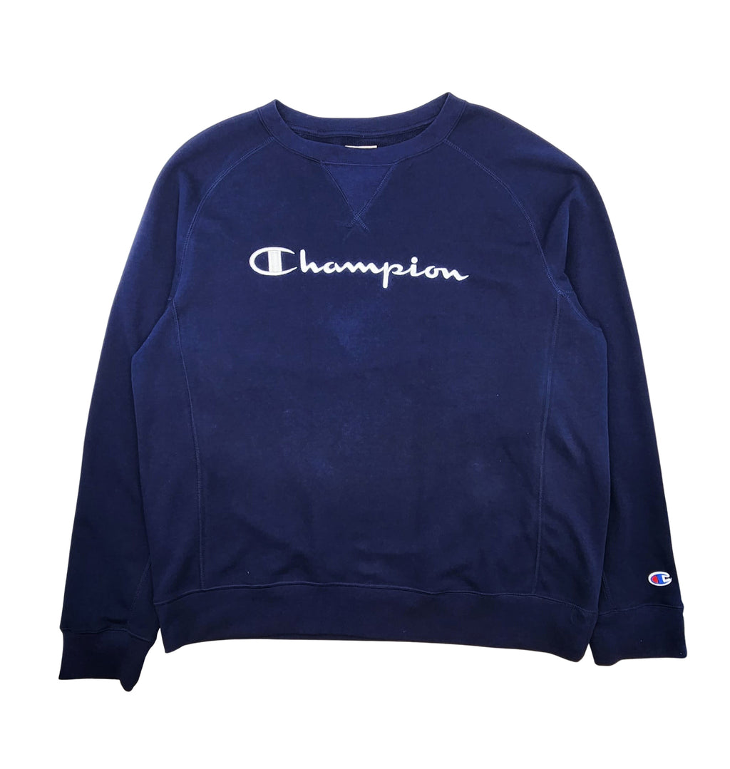 CHAMPION MEN'S EMBROIDERED LOGO FLEECE SWEATSHIRT (NAVY)