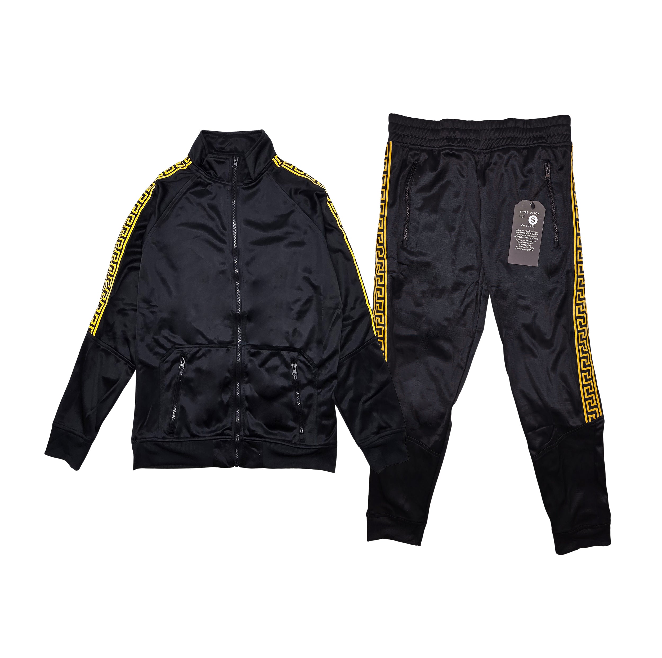 PLOREO MEN'S ZIP-UP HOODIE/JOGGER SET (BLACK)