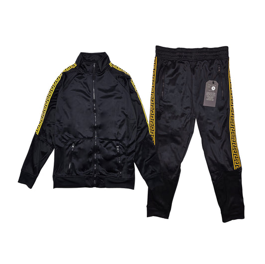 PLOREO MEN'S ZIP-UP HOODIE/JOGGER SET (BLACK)