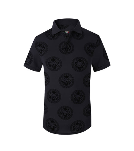 PAVINI MEN'S FANCY POLO T-SHIRT (BLACK PX002-06)