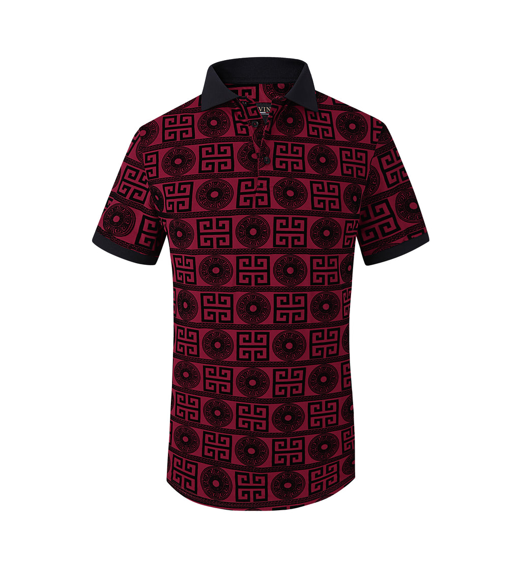 PAVINI MEN'S FANCY POLO T-SHIRT (RED PX002-08)