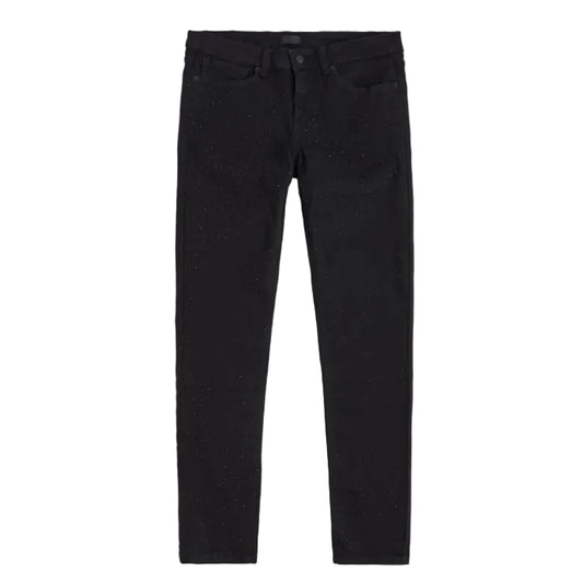 STONED OUT RHINESTONE ALL BLACK DENIM JEANS
