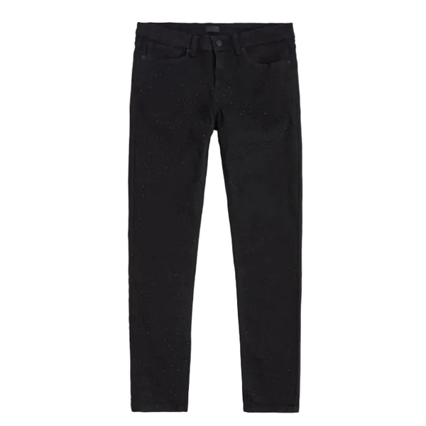 STONED OUT RHINESTONE ALL BLACK DENIM JEANS