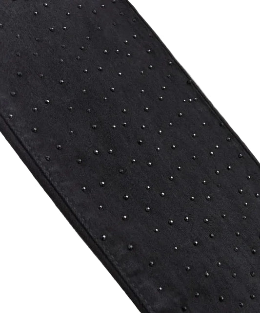 STONED OUT RHINESTONE ALL BLACK DENIM JEANS