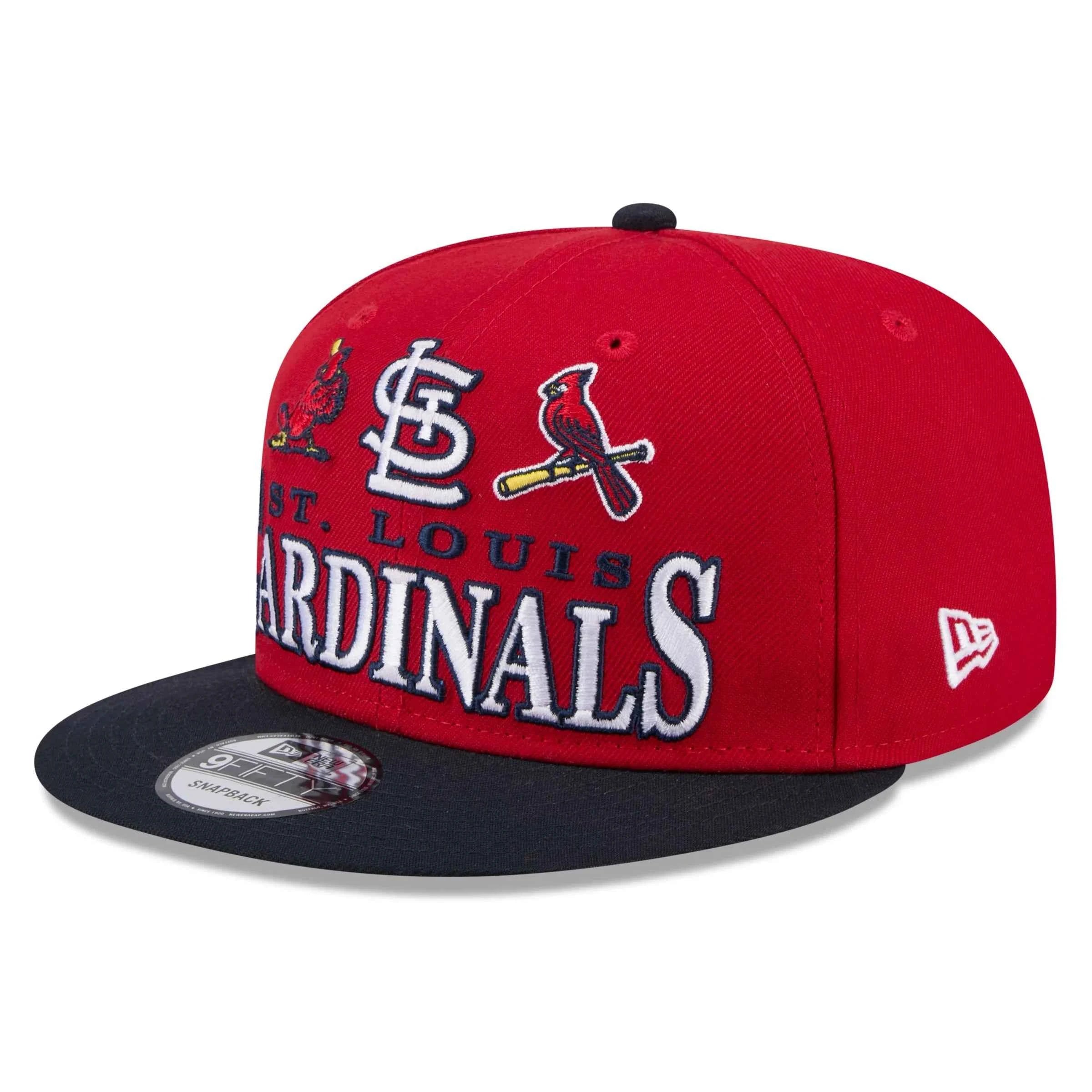 9FIFTY MEN'S NEW ERA MLB ST. LOUIS RED & NAVY BLUE TWO TONE ARCHIVE SNAPBACK HAT