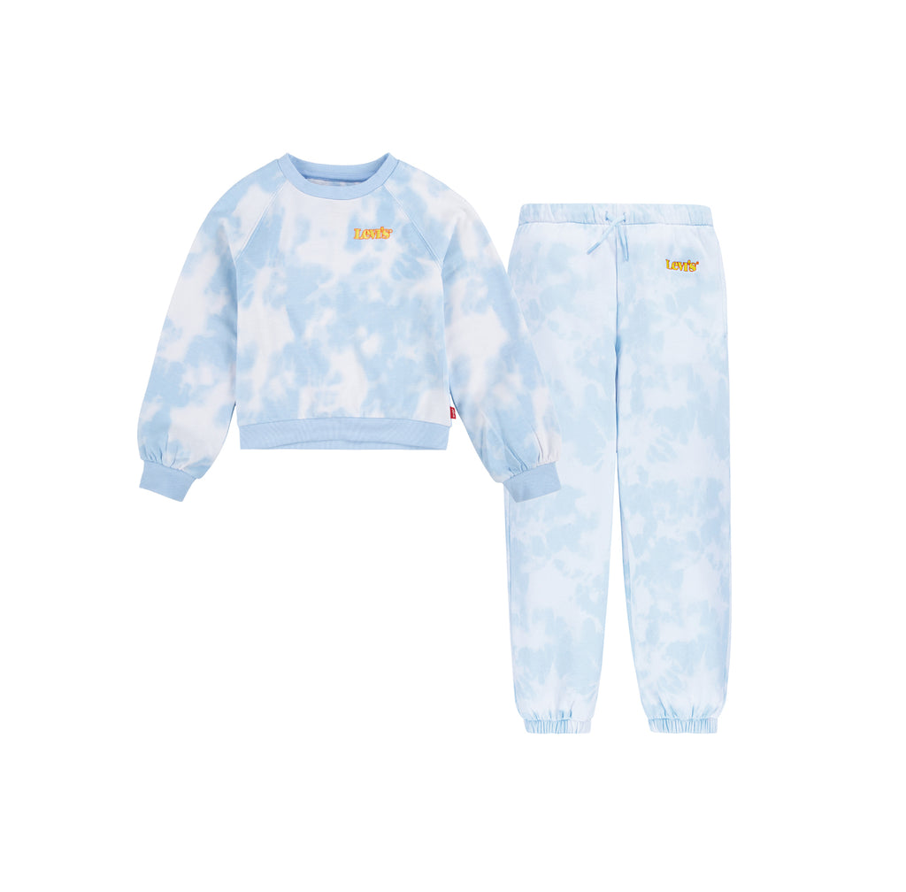 LEVI'S LITTLE GIRLS' 2 PIECE CREWNECK & JOGGER SET (BLUE SIZE 4-6X)