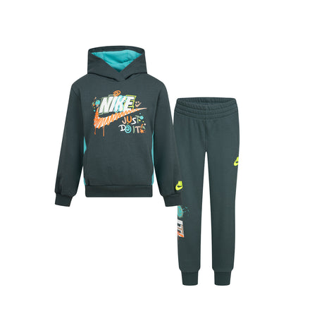 NIKE KIDS EXPRESS YOURSELF PULLOVER GREEN HOODIE/JOGGER SET (SIZE 4-7)