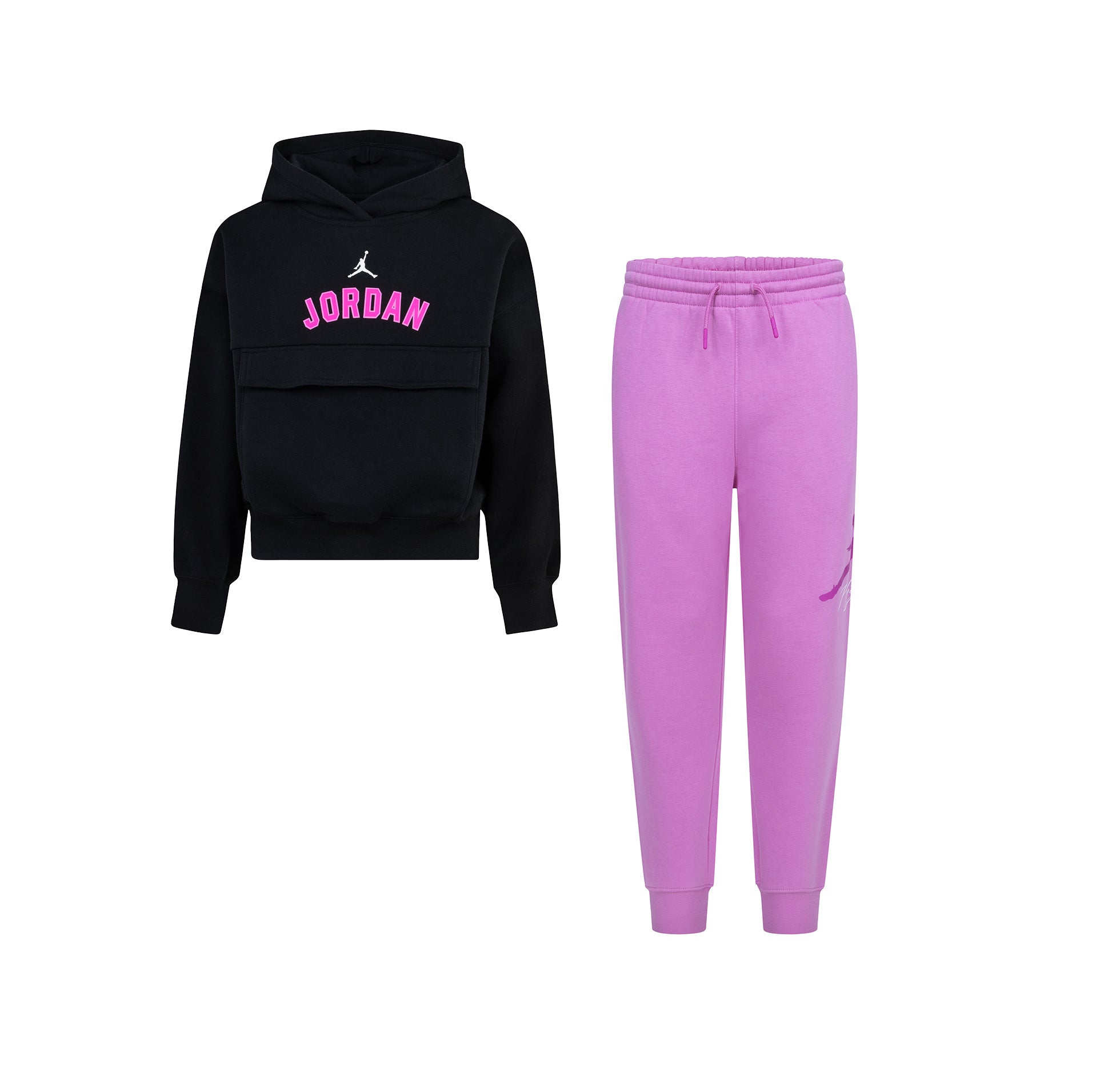 JORDAN YOUTH GIRLS Y2K PULLOVER HOODIE SET (BLACK/PINK SIZE S-XL)