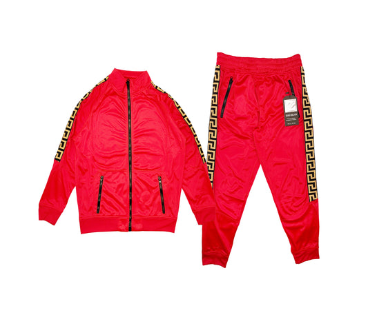 PLOREO MEN'S ZIP-UP HOODIE/JOGGER SET (RED)