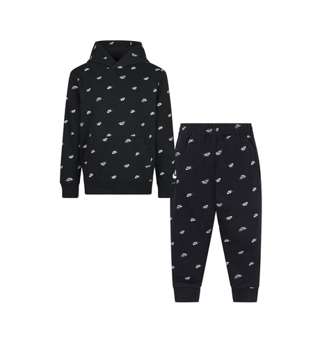 NIKE SPORTSWEAR KIDS CLUB MONOGRAM ALL OVER PRINT 2-PIECE SET (BLACK)