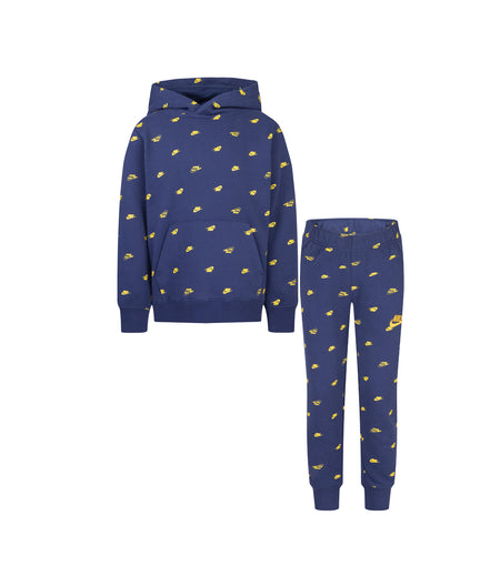 NIKE SPORTSWEAR KIDS CLUB MONOGRAM ALL OVER PRINT 2-PIECE SET (NAVY)