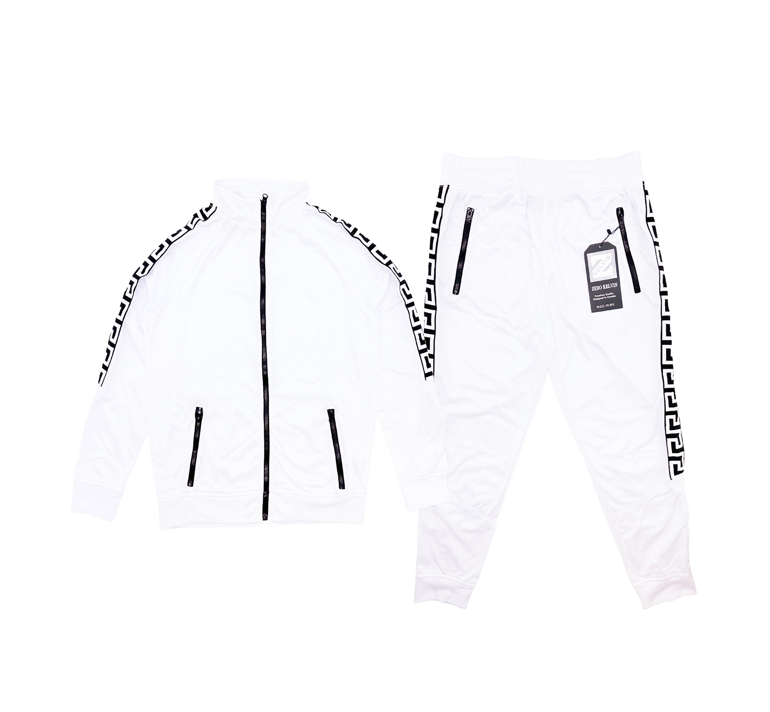 PLOREO MEN'S ZIP-UP HOODIE/JOGGER SET (WHITE)