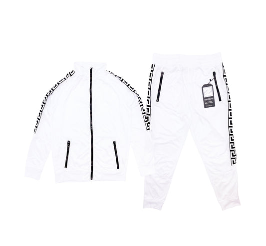 PLOREO MEN'S ZIP-UP HOODIE/JOGGER SET (WHITE)