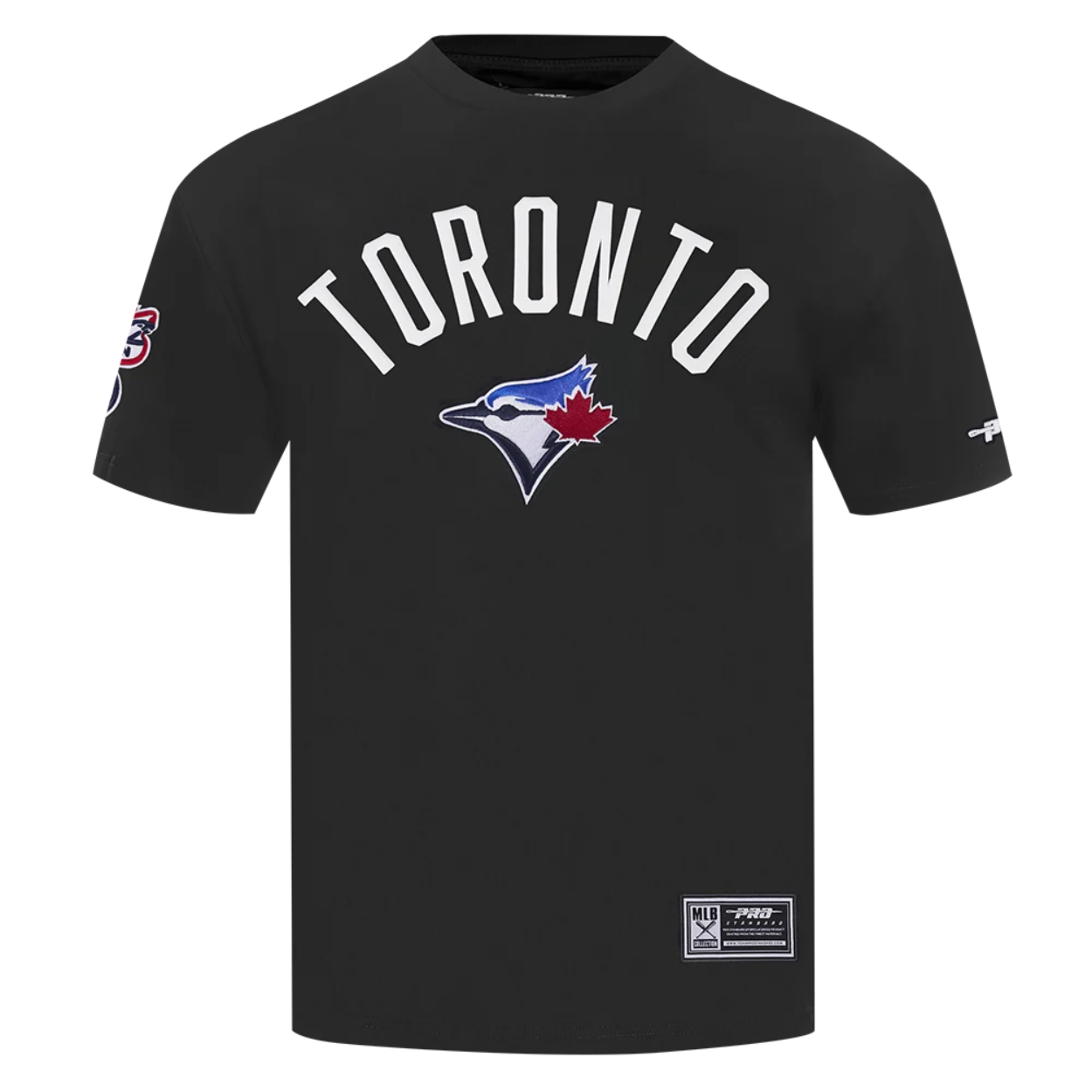 PRO STANDARD MEN'S MLB AMERICAN LEAGUE TORONTO BLUE JAYS CLASSIC CHENILLE BLACK T-SHIRT