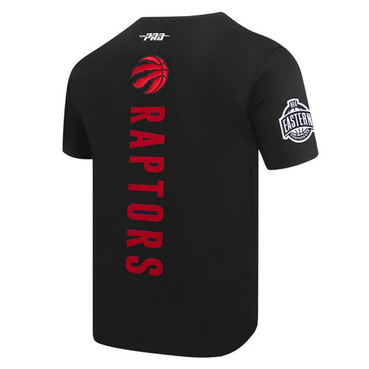 PRO STANDARD MEN'S NBA EASTERN CONFERENCE TORONTO RAPTORS CLASSIC CHENILLE SJ BLACK & RED T-SHIRT