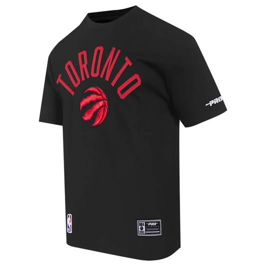 PRO STANDARD MEN'S NBA EASTERN CONFERENCE TORONTO RAPTORS CLASSIC CHENILLE SJ BLACK & RED T-SHIRT