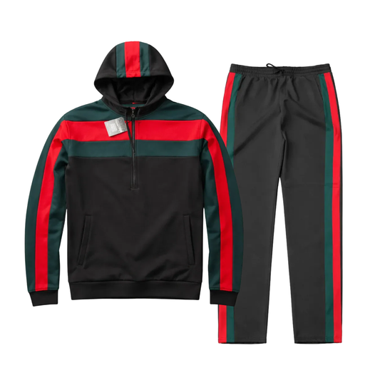 2 PCS VIP TRACKSUIT WITH HOOD (BLACK/RED/GREEN)