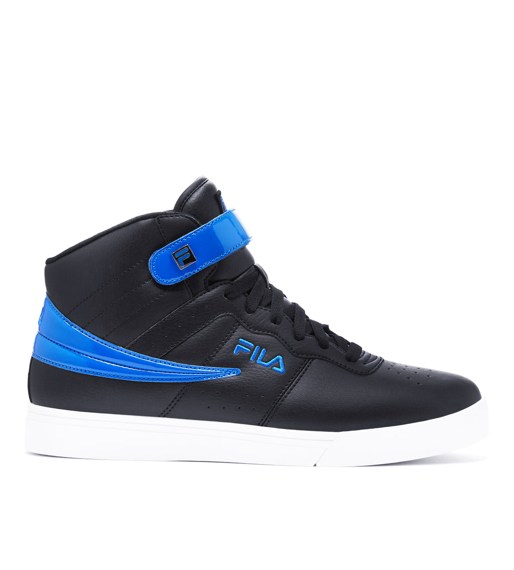 FILA MEN'S VULC 13 PATENT FLAG HIGH TOP SHOE (BLACK/BLUE)