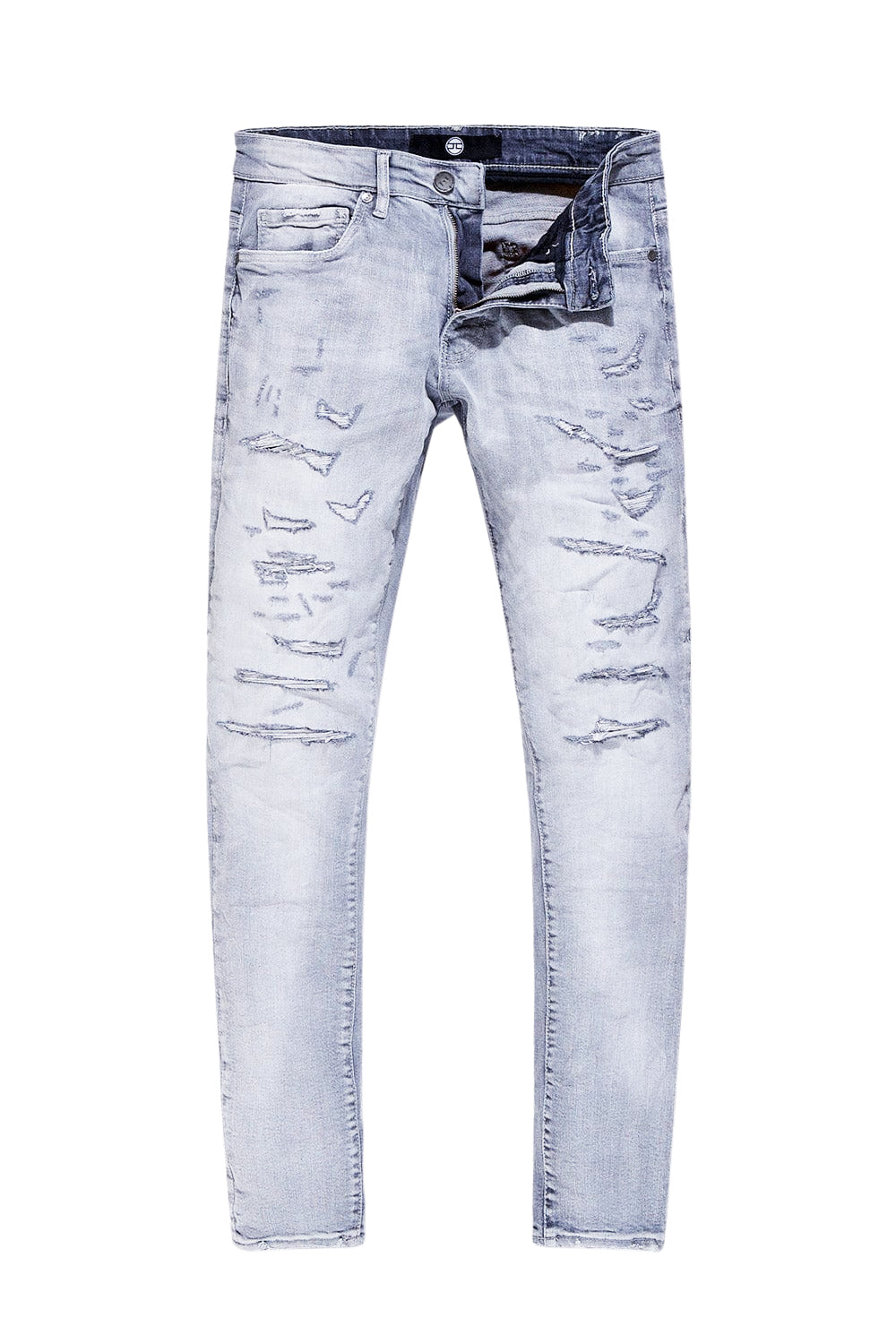 JORDAN CRAIG MEN'S HIGH POINT RIPPED DENIM JEANS (GREY)