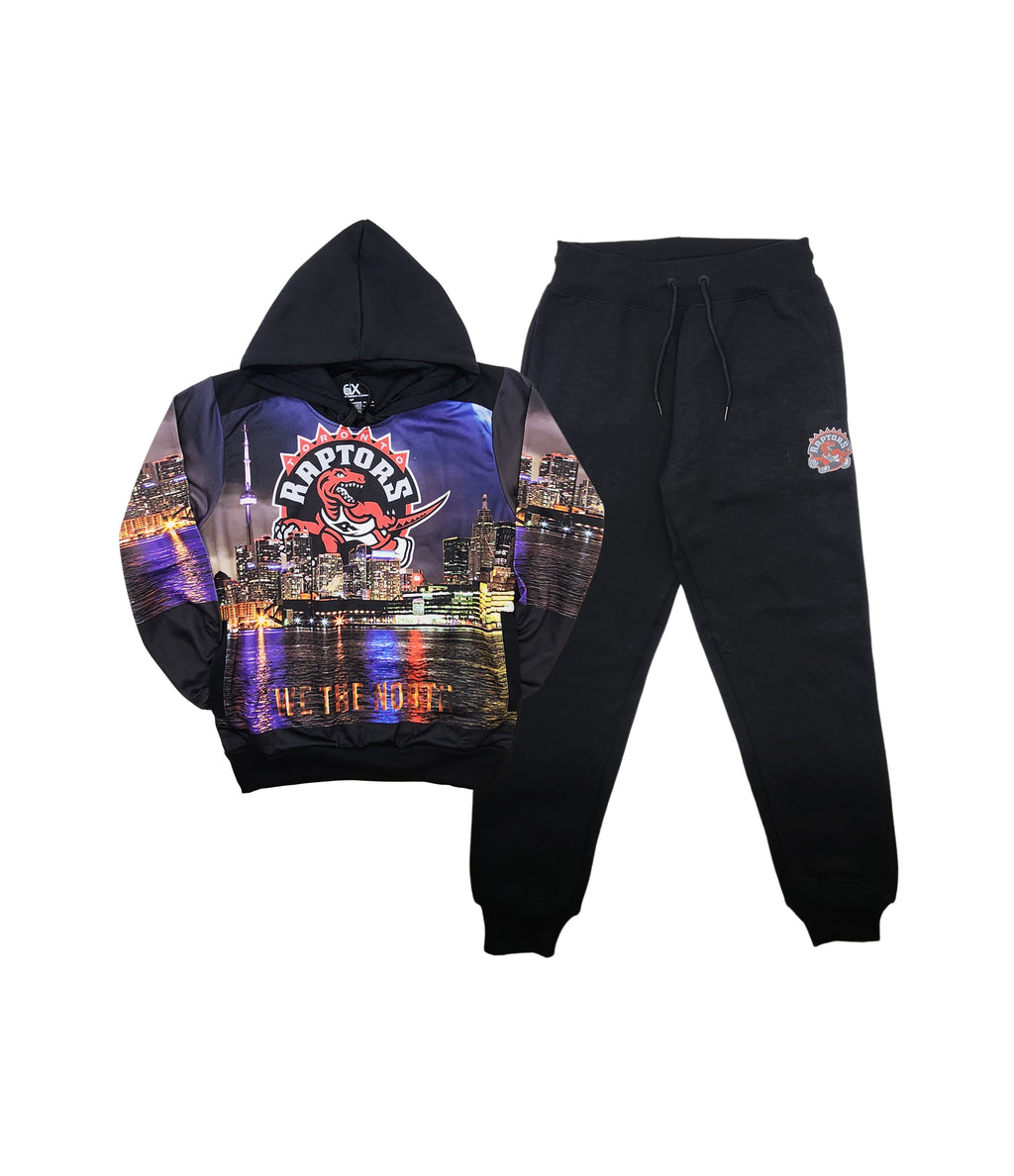 CITY OF DREAMS RAPTORS WE THE NORTH MEN'S BIG & TALL FLEECE TRACKSET (BLACK)