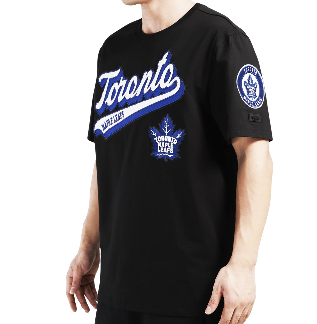 PRO STANDARD NHL TORONTO MAPLE LEAFS SCRIPT TAIL MEN'S BLACK T-SHIRT