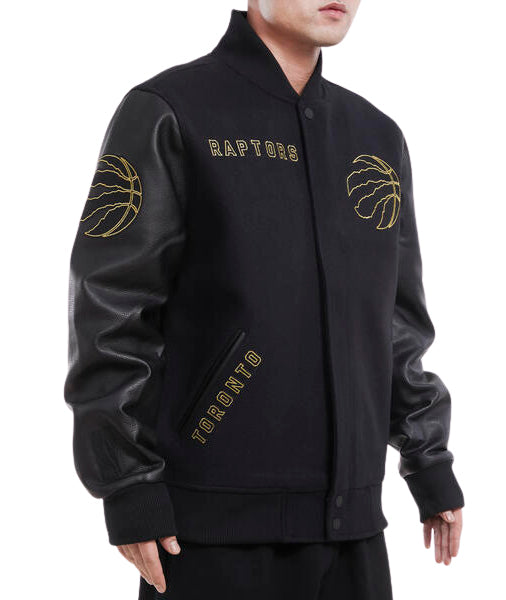 PRO STANDARD MEN'S NBA TORONTO RAPTORS BLACK/GOLD VARSITY JACKET