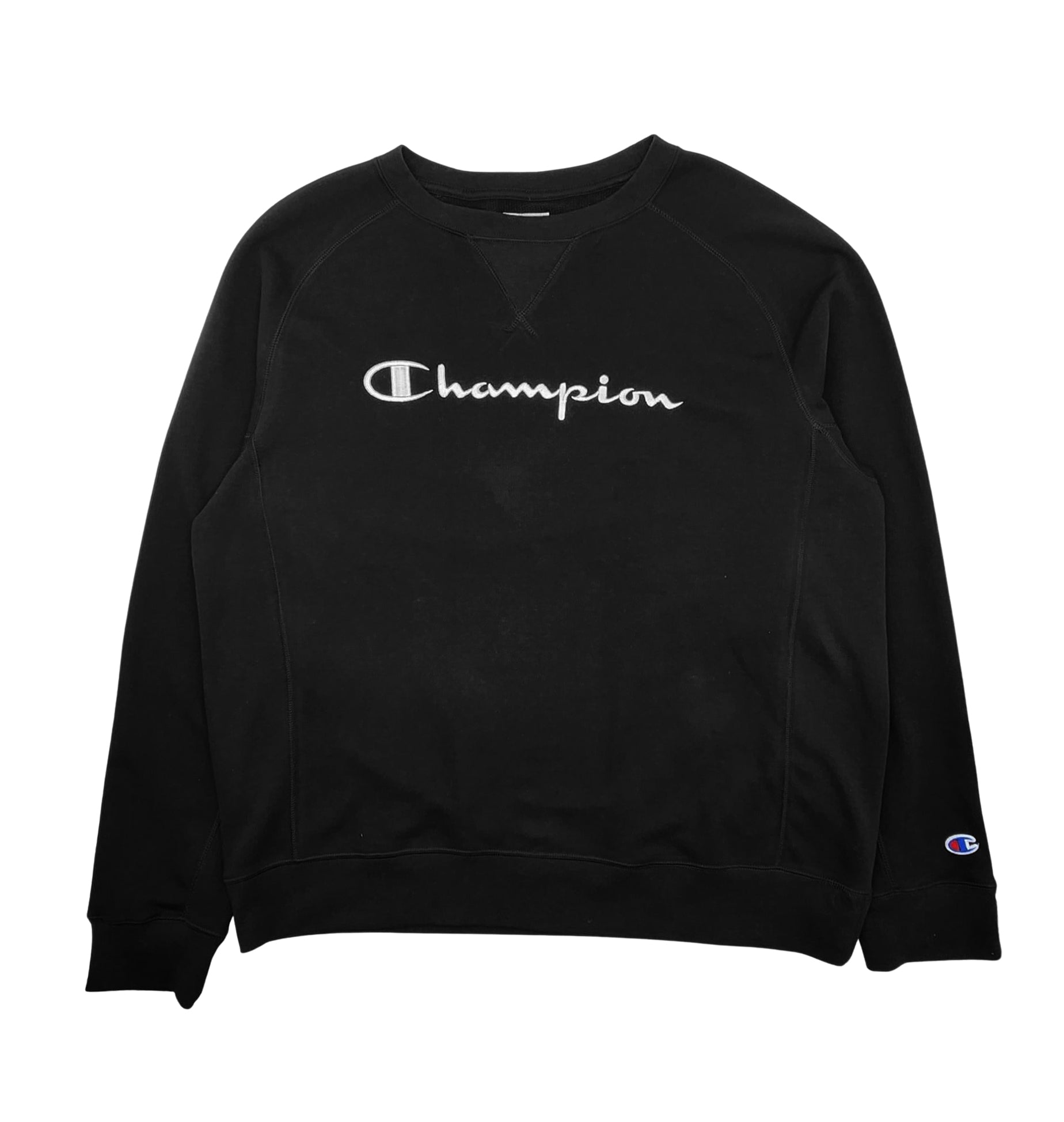 CHAMPION MEN'S EMBROIDERED LOGO FLEECE SWEATSHIRT (BLACK)