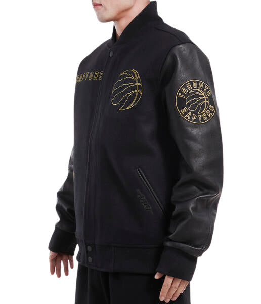 PRO STANDARD MEN'S NBA TORONTO RAPTORS BLACK/GOLD VARSITY JACKET