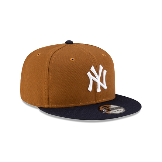 9FIFTY NEW ERA MEN'S MLB NEW YORK YANKEES BROWN/NAVY BLUE SNAPBACK HAT
