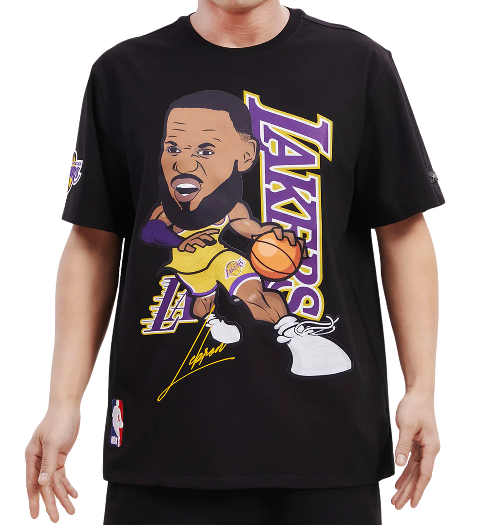 PRO STANDARD NBA LOS ANGELES LAKERS LEBRON JAMES #6 DRIVE MEN'S BLACK T-SHIRT