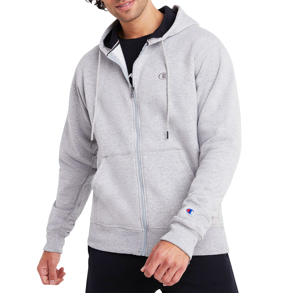 CHAMPION CORE LOGO ZIP-UP HOODIE (GREY)