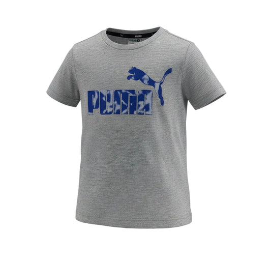 KIDS PUMA LOGO SHORT SLEEVE T-SHIRT (CHARCOAL GREY SIZES 2Y-18Y)