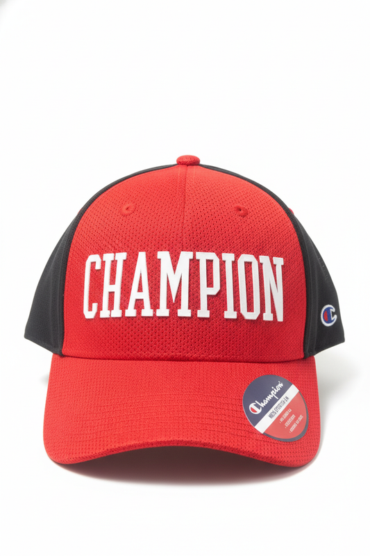 CHAMPION MEN'S RED & BLACK STRETCH HAT