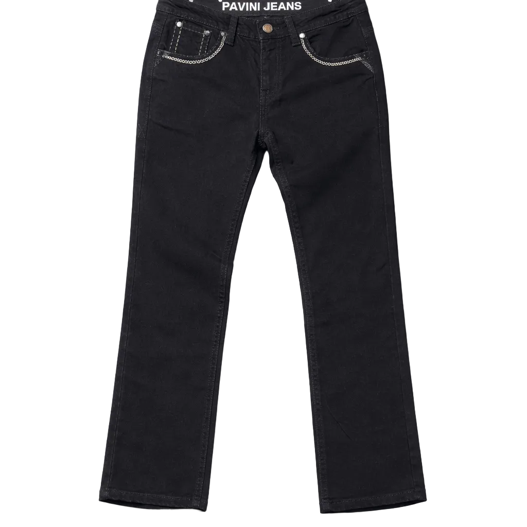 PAVINI MEN'S STRAIGHT FIT EMBROIDERED JEANS (HJ-33 BLACK)