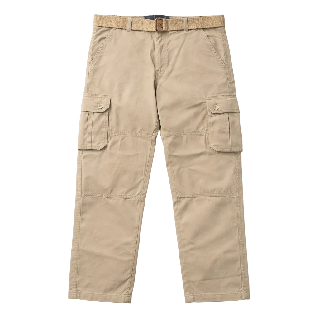 AGILE MEN'S CARGO PANTS W/ BELT (BEIGE)