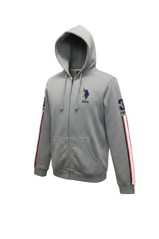 MEN'S U.S. POLO FLEECE PULLOVER HOODIE (GREY)