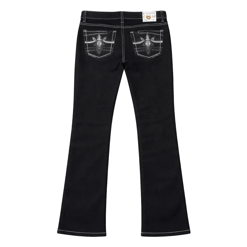 PAVINI MEN'S STRAIGHT FIT EMBROIDERED JEANS (HJ-30 BLACK)